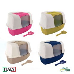 توالت گربه مسقف سه گوش برگامو ایتالیا + ارسال رایگان + فیلتر + بیلچه