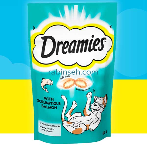 تشویقی گربه دریمیز طعم ماهی سالمون 60 گرم