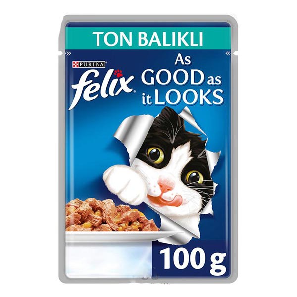 پوچ گربه فلیکس پورینا فرانسه طعم ماهی تن در ژله 100 گرم