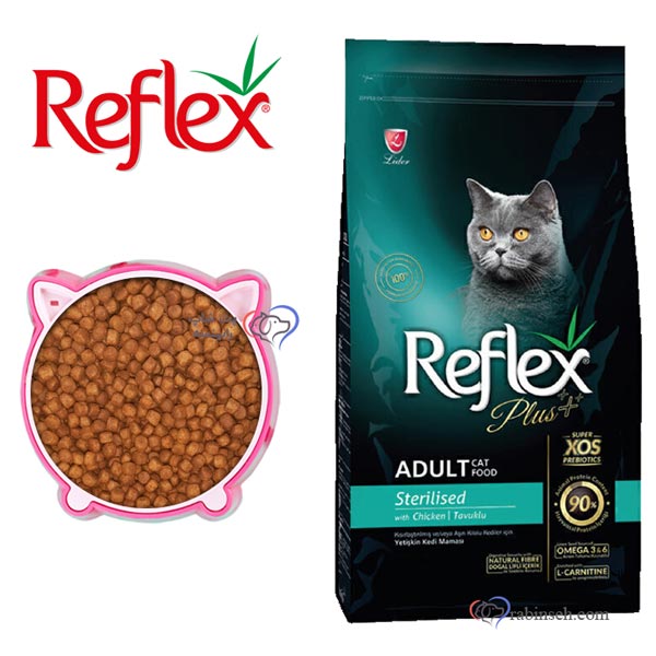 غذای خشک گربه عقیم شده رفلکس پلاس طعم مرغ فله ای (بسته بندی رابینسه)