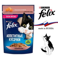 پوچ گربه فلیکس پورینا طعم ماهی سالمون در ژله 75 گرم - روسیه