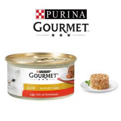 کنسرو گربه گورمت گلد گوشت گوساله و گوجه مدلی کیکی 85 گرم