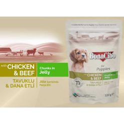 پوچ توله سگ بوناسیبو طعم مرغ و گوشت 100 گرم