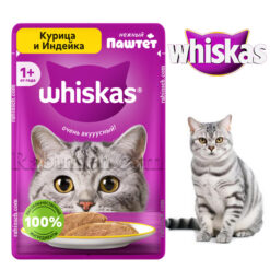 پوچ گربه بالغ ویسکاس طعم مرغ و بوقلمون پته ای 75 گرم