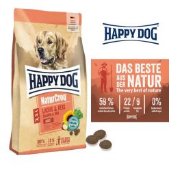 غذای خشک سگ بالغ هپی داگ تمامی نژاد ها طعم سالمون و برنج 4 کیلوگرم + ارسال رایگان