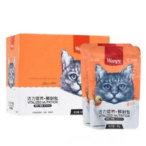 پوچ گربه ونپی با طعم مرغ و ماهی 80 گرم - چینی نویس رنگ گلبهی