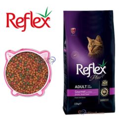 غذای خشک گربه بالغ رفلکس پلاس گورمت طعم مرغ فله ای (بسته بندی رابینسه)