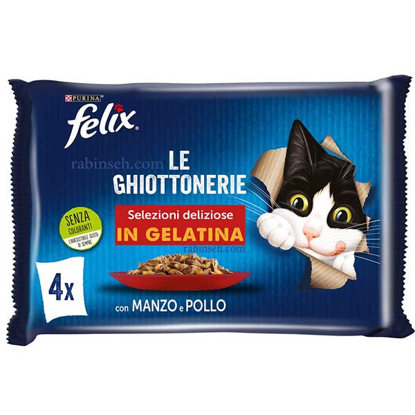 پوچ گربه فلیکس پورینا فرانسه طعم گوشت گوساله و مرغ پک 4 عددی