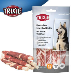 تشویقی سگ تریکسی دورپیچ گوساله و ماهی سفید 70 گرم (6 عددی)
