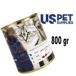 کنسرو گربه یو اس پت طعم گوشت گوساله و مرغ و بوقلمون 800 گرم