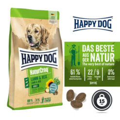 غذای خشک سگ بالغ هپی داگ تمامی نژاد ها طعم بره و برنج 15 کیلوگرم + ارسال رایگان