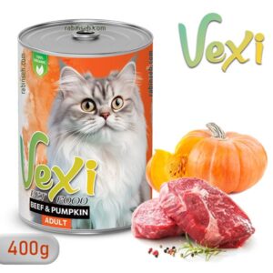 کنسرو پته ای گربه وکسی گوساله و کدو حلوایی 400 گرمی