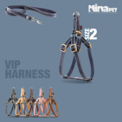قلاده کتفی چرمی VIP نیناپت سایز 2 با لید( مناسب وزن 6 تا 15 کیلوگرم )