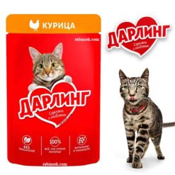 پوچ گربه دارلینگ روسیه طعم مرغ خورشتی 75 گرم