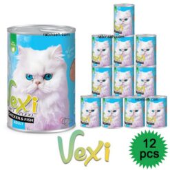کنسرو پته ای گربه وکسی مرغ و ماهی 400 گرمی در بسته 12 عددی