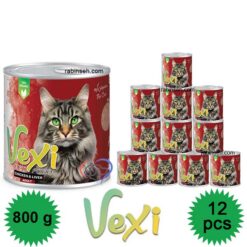 کنسرو پته ای گربه وکسی مرغ و جگر 800 گرمی در بسته بندی 12 عددی