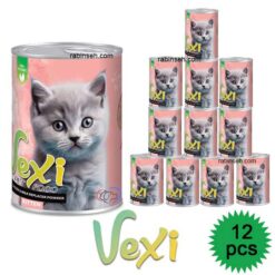 کنسرو پته ای بچه گربه کیتن وکسی مرغ و شیر خشک 400 گرمی در بسته 12 عددی