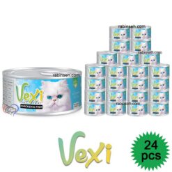 کنسرو پته ای گربه وکسی مرغ و ماهی 110 گرمی بسته بندی 24 عددی