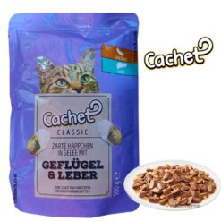 پوچ گربه کچت طعم گوشت پرندگان و جگر در ژله 100 گرم