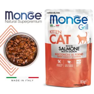 پوچ مونژه بچه گربه کیتن طعم ماهی سالمون مدل چانکی 85 گرم