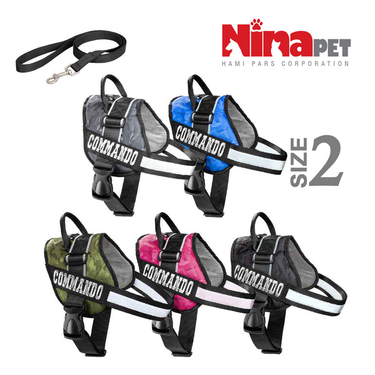 قلاده کتفی کماندو نیناپت همراه با لید سایز 2 ( مناسب وزن 5 تا 10 کیلوگرم )