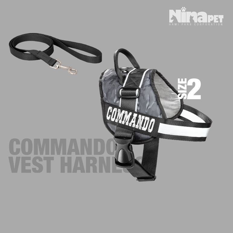 قلاده کتفی کماندو نیناپت همراه با لید سایز 2 ( مناسب وزن 5 تا 10 کیلوگرم )