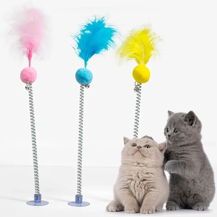 اسباب بازی گربه و سگ توپ پر دار قابل اتصال به اشیا