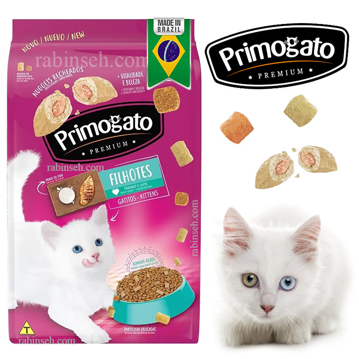 غذای خشک بچه گربه کیتن مغزدار پریموگاتو طعم مرغ و شیر 10 کیلوگرم