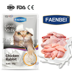 پوچ فنبی گربه طعم مرغ و خرگوش در شیر بز 85 گرم