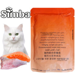 پوچ سیمبا گربه بالغ طعم سالمون و ماهی دوری مدل چانکی 100 گرمی