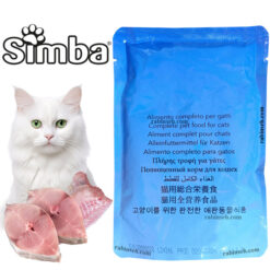 پوچ سیمبا گربه بالغ طعم ماهی کاد و قزل آلا مدل چانکی 100 گرمی