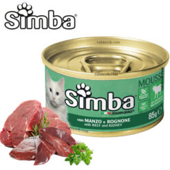 کنسرو گربه بالغ سیمبا مونژه ایتالیا طعم گوساله و جگر مدل موس 85 گرم