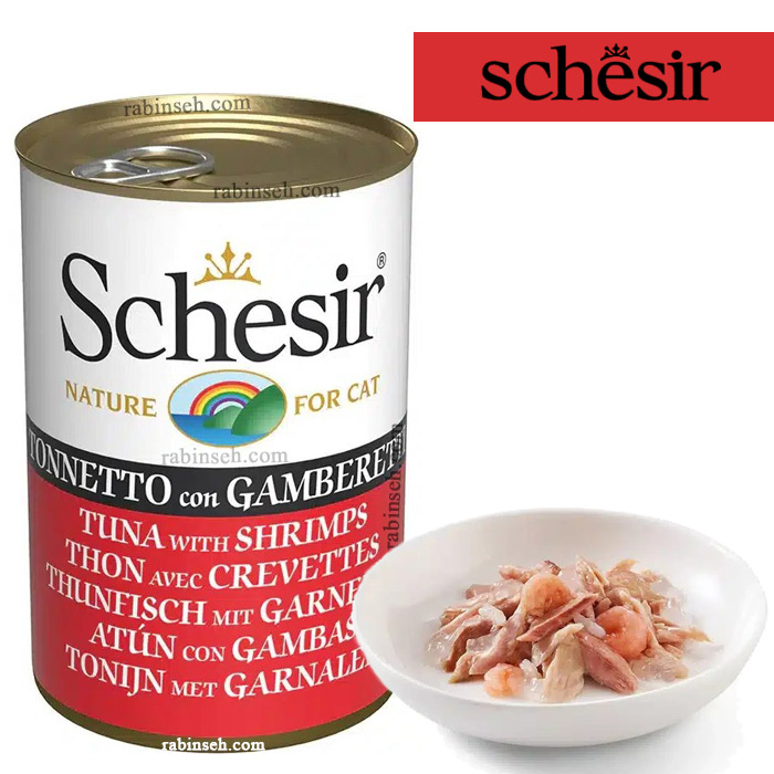 کنسرو گربه نچرال شسیر طعم ماهی تن و میگو 140 گرم