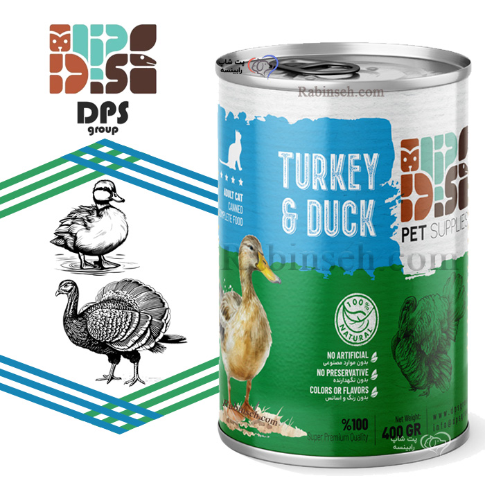 کنسرو نچرال دی پی اس گربه طعم اردک و بوقلمون 400 گرم