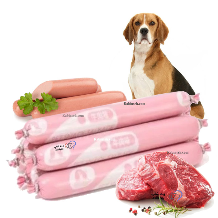 اسنک-سوسیسی-طعم-گوشت اسنک سوسیسی سگ طعم گوساله تک عددی