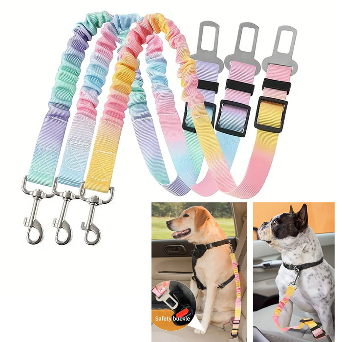 کمر-بند-ماشین کمربند ماشین سگ و گربه رنگین کمانی ( تحمل وزن تا 20 کیلوگرم)