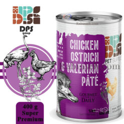 کنسرو پته سوپر پریمیوم دی پی اس گربه طعم مرغ ، شترمرغ و کت نیپ 400 گرم
