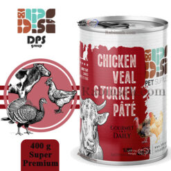 کنسرو پته سوپر پریمیوم دی پی اس گربه طعم گوشت گوساله ، مرغ و بوقلمون 400 گرم