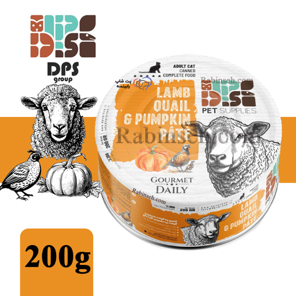 کنسرو پته سوپر پریمیوم دی پی اس گربه طعم بره ، بلدرچین و کدوتنبل 200 گرم