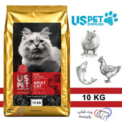 غذای خشک گربه بالغ یو اس پت طعم میکس 10 کیلوگرم