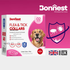 قلاده ضد کک و کنه سگ بونست انگلیس بسته 2 عددی 62 سانتی رنگ صورتی