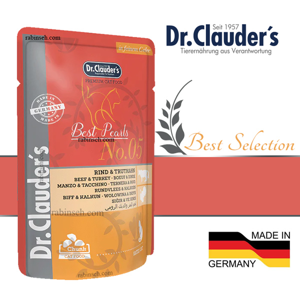 پوچ گربه دکتر کلادرز طعم گوساله و بوقلمون مدل چانکی در ژله 100 گرمی