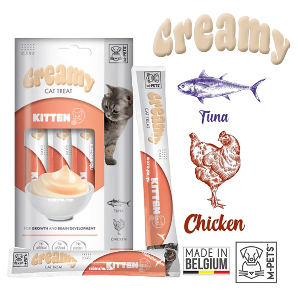 بستنی بچه گربه کیتن ام پتز بلژیک طعم مرغ و تن 4 عددی