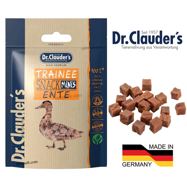 تشویقی-دکتر-کلادرز-طعم-اردک تشویقی سگ و گربه دکتر کلادرز طعم اردک مدل مربعی 80 گرم + پروبیوتیک