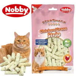 تشویقی گربه نوبی مدل فریز دراید طعم مرغ و علف گربه وزن 60 گرم ( آلمان)