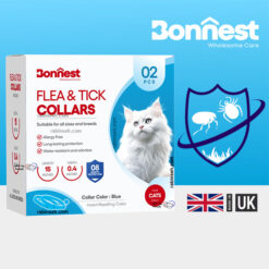 قلاده ضد کک و کنه گربه بونست انگلیس بسته 2 عددی 38 سانتی رنگ آبی