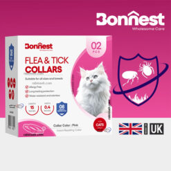 قلاده ضد کک و کنه گربه بونست انگلیس بسته 2 عددی 38 سانتی رنگ صورتی