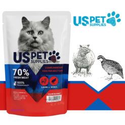 پوچ گربه یو اس پت طعم بره و بلدرچین مدل چانکی در سس 100 گرمی