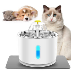 آبخوری اتوماتیک سگ و گربه روهس ال ای دی استیل 2.4 لیتری + ارسال رایگان