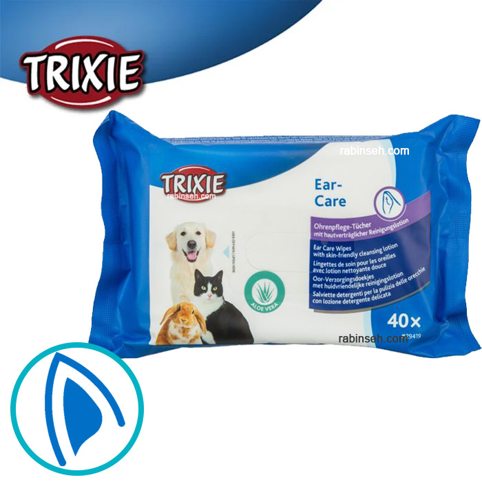 دستمال مرطوب گوش سگ و گربه تریکسی با عصاره آلوئه ورا 40 عددی